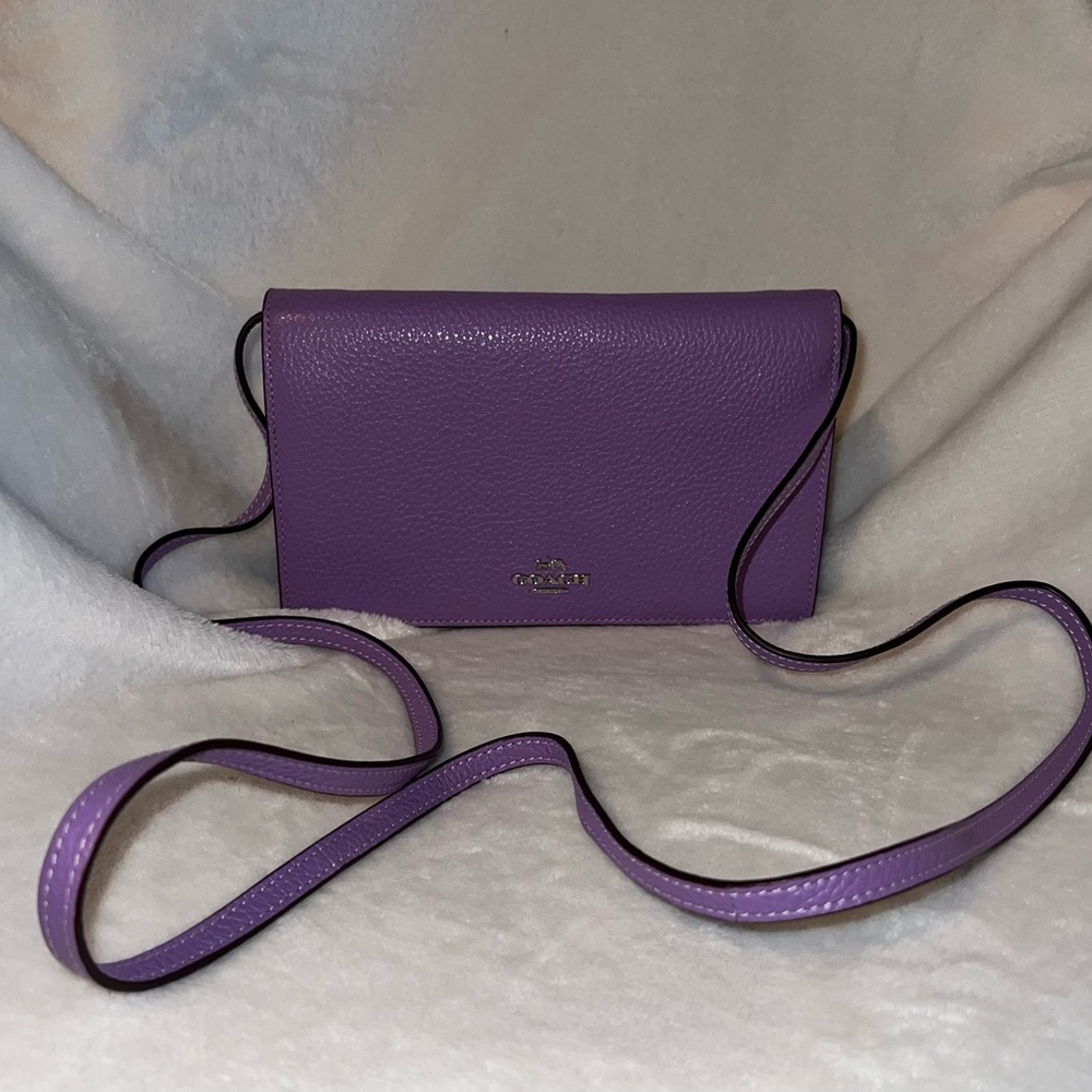 Coach Purple Anna Foldover Convertible Clutch/Crossbody